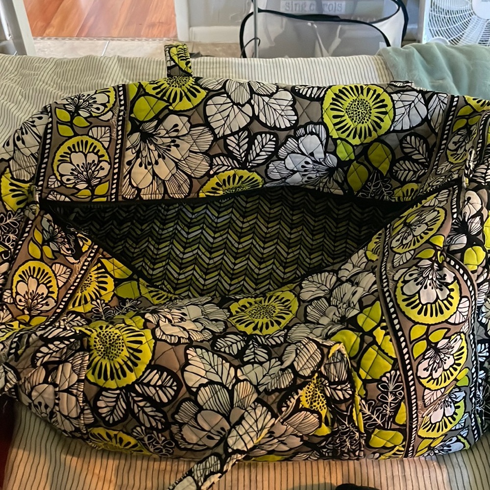 Vera Bradley Black/White/Lime Paisley Duffel Bag